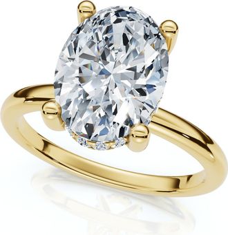 Pompeii3 2 1/10Ct Oval Diamond Side Halo Engagement Ring 14k Gold or Platinum Lab Grown