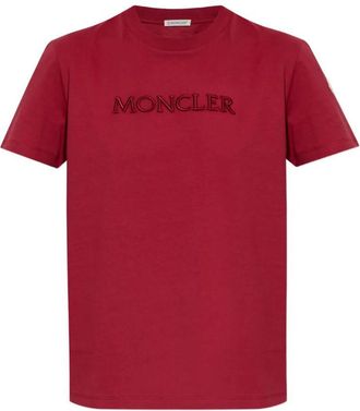 Moncler Embroidered Tonal Logo Cotton T-Shirt