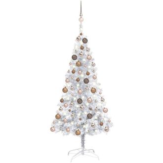vidaXL &Aacute;rbol De Navidad Preiluminado Con Luces Y Bolas Plateado 120 Cm Vidaxl