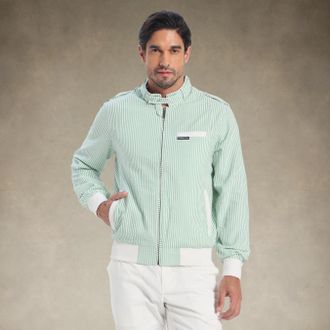 Members Only Mens Seersucker Iconic Racer Jacket