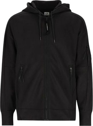C.P. Company Felpa con zip in pile a coste diagonali - - Sweatshirts & Hoodies - Uomo - Nero - L
