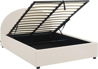 Sweeek Cama con somier abatible y cabecero 140cm, acabado en borreguito