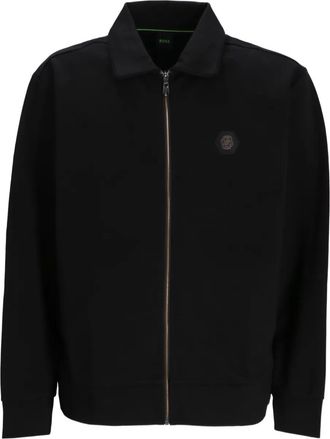 BOSS Sweater met dubbele D-monogram en rits - Zwart