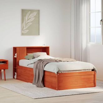 vidaXL Bed Frame without Mattress Wax Brown 100x200 cm Solid Wood Pine Vidaxl