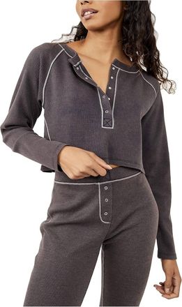 Free People Early Night Cropped Pullover Top In Washed Black