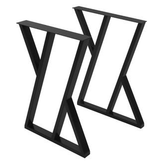 ML Design 2x patas de mesa industrial 50 x al 71 cm acero negro en forma de x