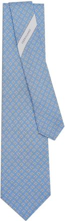 Ferragamo tetris-print silk tie - men - Silk - One Size - Blue