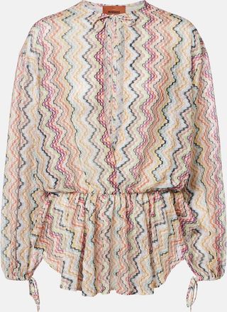 Missoni Zig Zag cutout gathered blouse