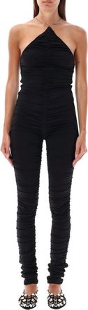 The Attico Black chain-link halterneck jumpsuit