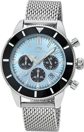Porsamo Bleu Brandon Chronograph Mesh Strap Watch, 44mm in Silver/light Blue at Nordstrom Rack