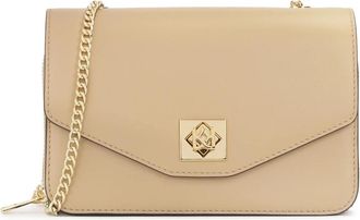 Kazar Beige accordeon posttas met klep - Dames - Schoudertassen - Beige - ONE Size - Leer - Tassen