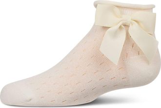 MeMoi Pointelle Soft Stretch Anklet Socks in Winter White at Nordstrom, Size 6-12M