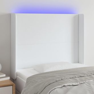 vidaXL Cabecero Con Led Cuero Sint&eacute;tico Blanco 83x16x118/128 Cm Vidaxl