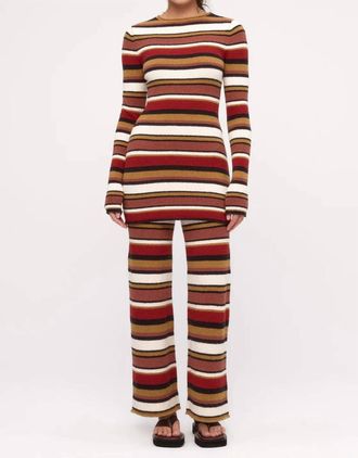 Zulu & Zephyr Textured Knit Pant In Earth Stripe