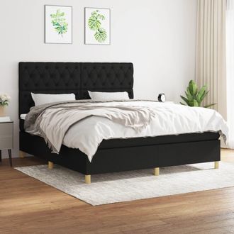 vidaXL Vidaxl - Cama Box Spring Con Colch&oacute;n Tela Negro 160x200 Cm