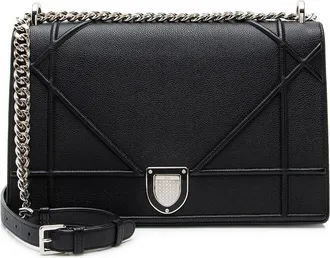 Dior Black Calfskin Diorama Large Shoulder Bag (Authentic Pre-Loved)