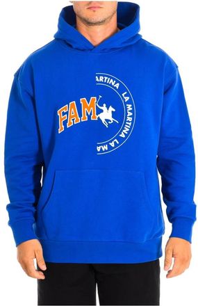 La Martina Cloud Dancer Man oversized katoenen hoodie - Heren - Hoodies - Blauw - S - Katoen - Hoodies & sweatvesten