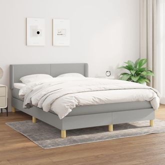 vidaXL Vidaxl - Cama Box Spring Con Colch&oacute;n Tela Gris Claro 140x190 Cm