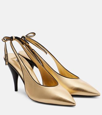 Miu Miu Metallic leather slingback pumps