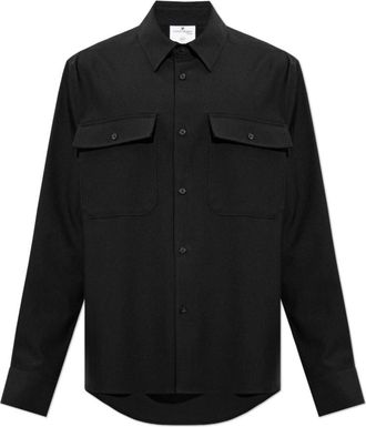 Courr&egrave;ges Twill Werkkleding Overhemd - Heren - Casual Overhemden - Zwart - S - Katoen - Overhemden