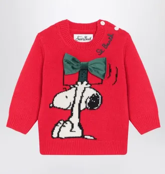 MC2 Saint Barth Red wool-blend sweater with Snoopy