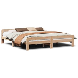 Berkfield Home Bed Frame without Mattress 200x200 cm Solid Wood Pine in Light Tan