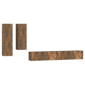 vidaXL Vidaxl - Set Di Mobili Porta Tv 4 Pz Rovere Fumo In Legno Multistrato