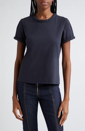Cinq à Sept Braided Trim T-Shirt in Navy at Nordstrom, Size X-Small