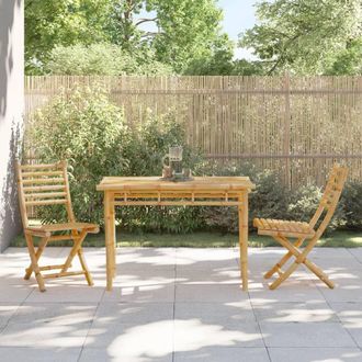 Berkfield Home Beautiful Garden Dining Table 110x55x75 cm Bamboo in Brown | Size: 110 x 55 x 75 cm