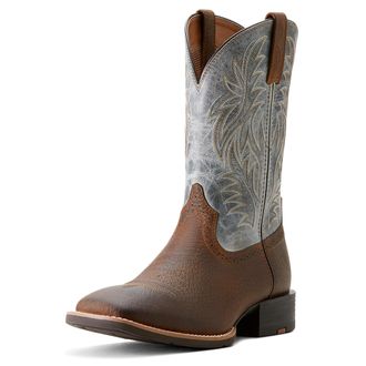Ariat Mens Sport Western Wide Square Toe Cowboy Boots in Earth Glacier Blue Leather, D Medium Width, Size 7.5, by Ariat