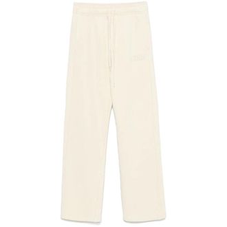 Autry Broeken, Dames, Beige, M, Elastische taille geborduurde logo broek