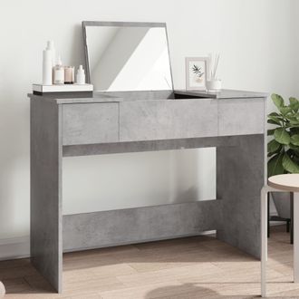 Berkfield Home Dressing Table with Mirror Concrete Grey 100x45x76 cm | Size: 100 x 45 x 76 cm
