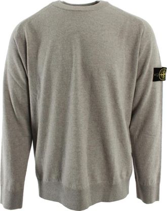 Stone Island Trui met ronde hals - Heren - Ronde hals truien - Grijs - 2XL - Wol - Truien & Vesten