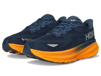 Hoka One One Clifton 9 GTX(r) Mens Running Shoes Stormy Skies/Orange Zest : 10.5 D - Medium, Synthetic/Textile