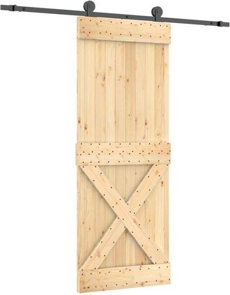 vidaXL Puerta Corredera Con Herrajes Madera Maciza De Pino 80x210 Cm Vidaxl