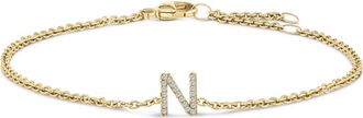 House of Brilliance 10K Gold Diamond Accent A-Z Initial Charm and Link Bracelet in Yellow | N at Nordstrom