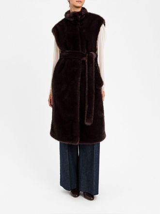 Twin-Set Fur Coat Woman color Brown