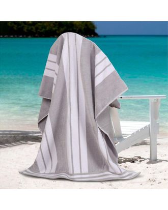 Superior Set Of 2 Cabana Stripe Oversized Cotton Beach Towels
