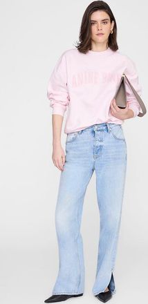 Anine Bing Spencer Crewneck Pullover Sweatshirt in Powder Pink at Nordstrom, Size X-Small