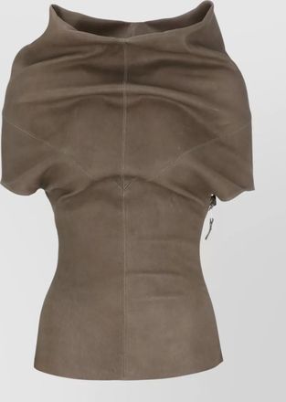 Rick Owens high neck leather draped sleeveless top
