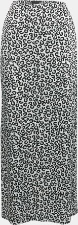 Love Moschino Monogram Leopard Print Crepe Maxi