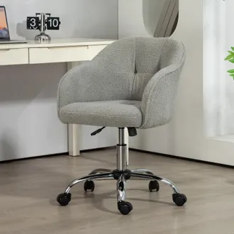STILVORA Sedia Da Ufficio Ergonomica, Poltrona Girevole In Tessuto Teddy, Altezza Regolabile, Per Camera Da Letto E Studio, Grigio