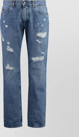Dolce & Gabbana denim trousers with belt loops and distressed style