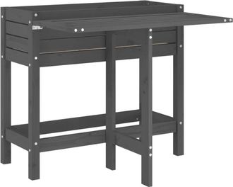 vidaXL Vidaxl - Garden Planter with Folding Tabletop Grey Solid Wood Pine