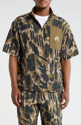 Malbon Golf Tour Divot Wind Shirt in Bark Camo at Nordstrom, Size Xx-Large