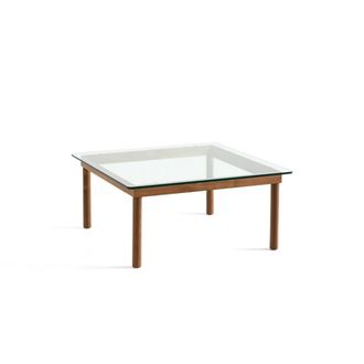 HAY Kofi Couchtisch mit Glasplatte, 80 x 80 cm, Walnuss / klar