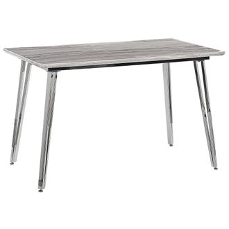 Beliani Beliani - Mesa De Comedor De Tablero Mdf 120 X 70 Cm 4 Personas Efecto M&aacute;rmol Patas De Metal Plateado Moderno Greyton