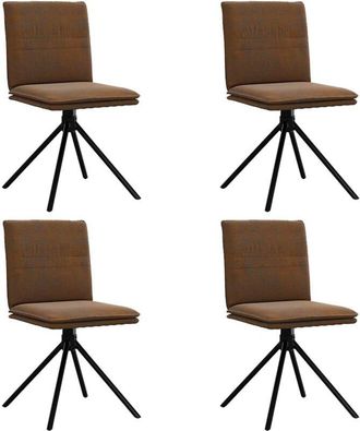 vidaXL Vidaxl - Sillas de comedor 4 unidades piel de ante artificial marrón