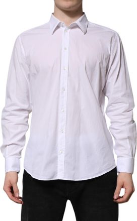 Dolce & Gabbana Mens White Cotton Staff Long Sleeves Forma Shirt