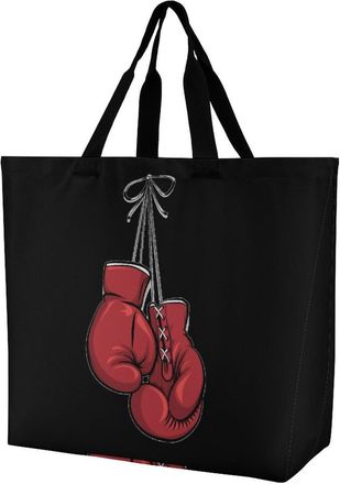 Generic Boxer Boxing Gloves Reusable Grocery Bag Large Capacity Foldable Shopping Tote with Inner Pocket